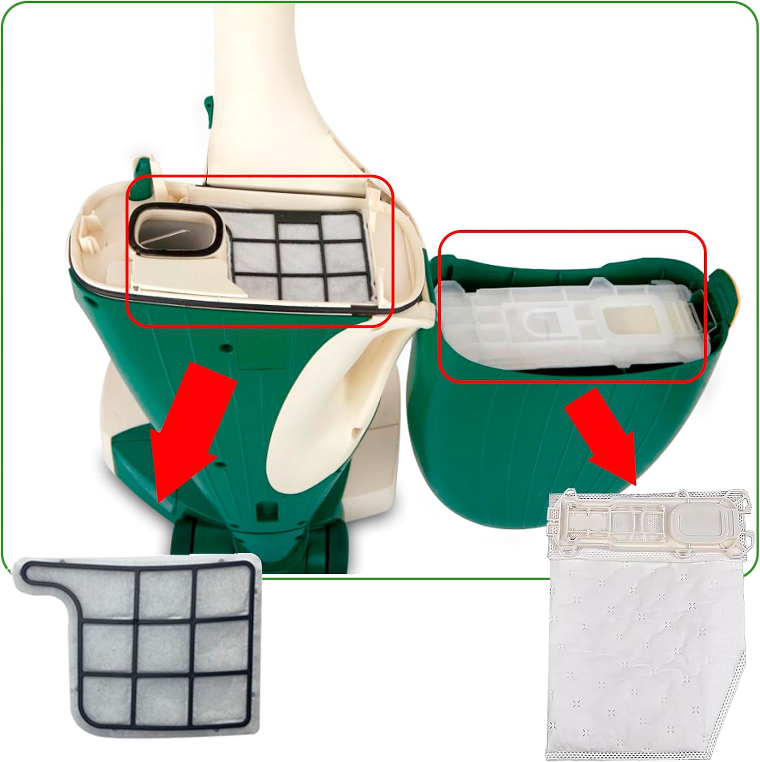 Kit 12 Sacchetti compatibile per Folletto VK135 VK136 FP 135 FP 136 | 12 Sacchetti Aspirapolvere Microfibra a 5 Strati con 2 Filtri HEPA, Filtri Motore e Spazzolino