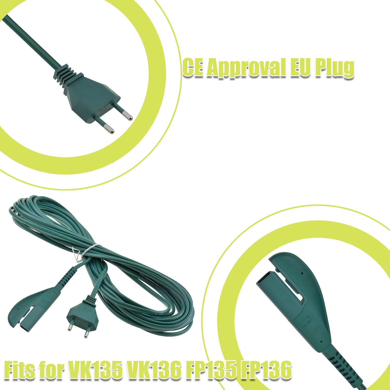 Cavo per Folletto VK135 VK136 Filo Prolunga Alimentazione Elettrico compatibile per FP135 FP136-10 Metri