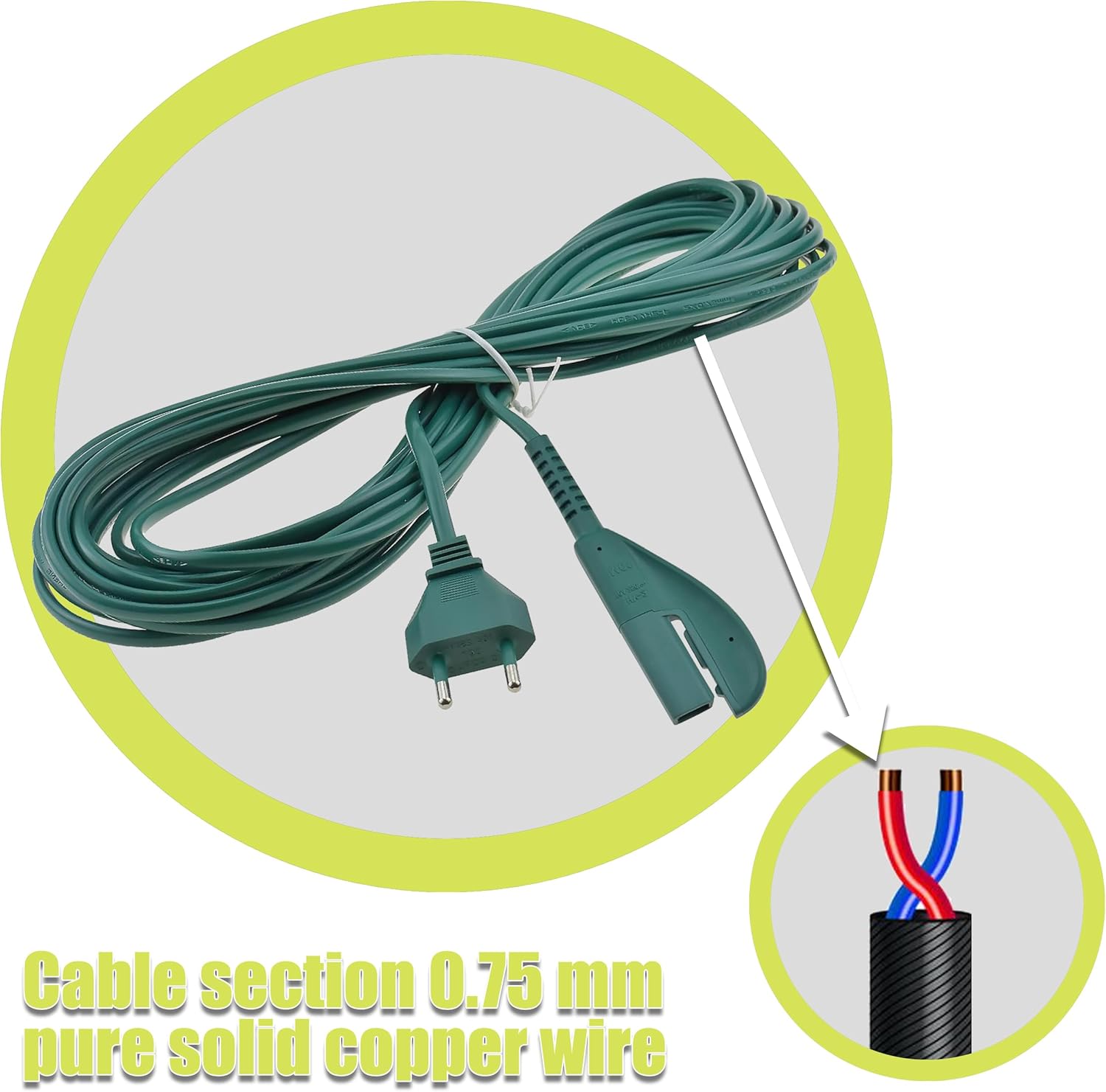 Cavo per Folletto VK135 VK136 Filo Prolunga Alimentazione Elettrico compatibile per FP135 FP136-10 Metri
