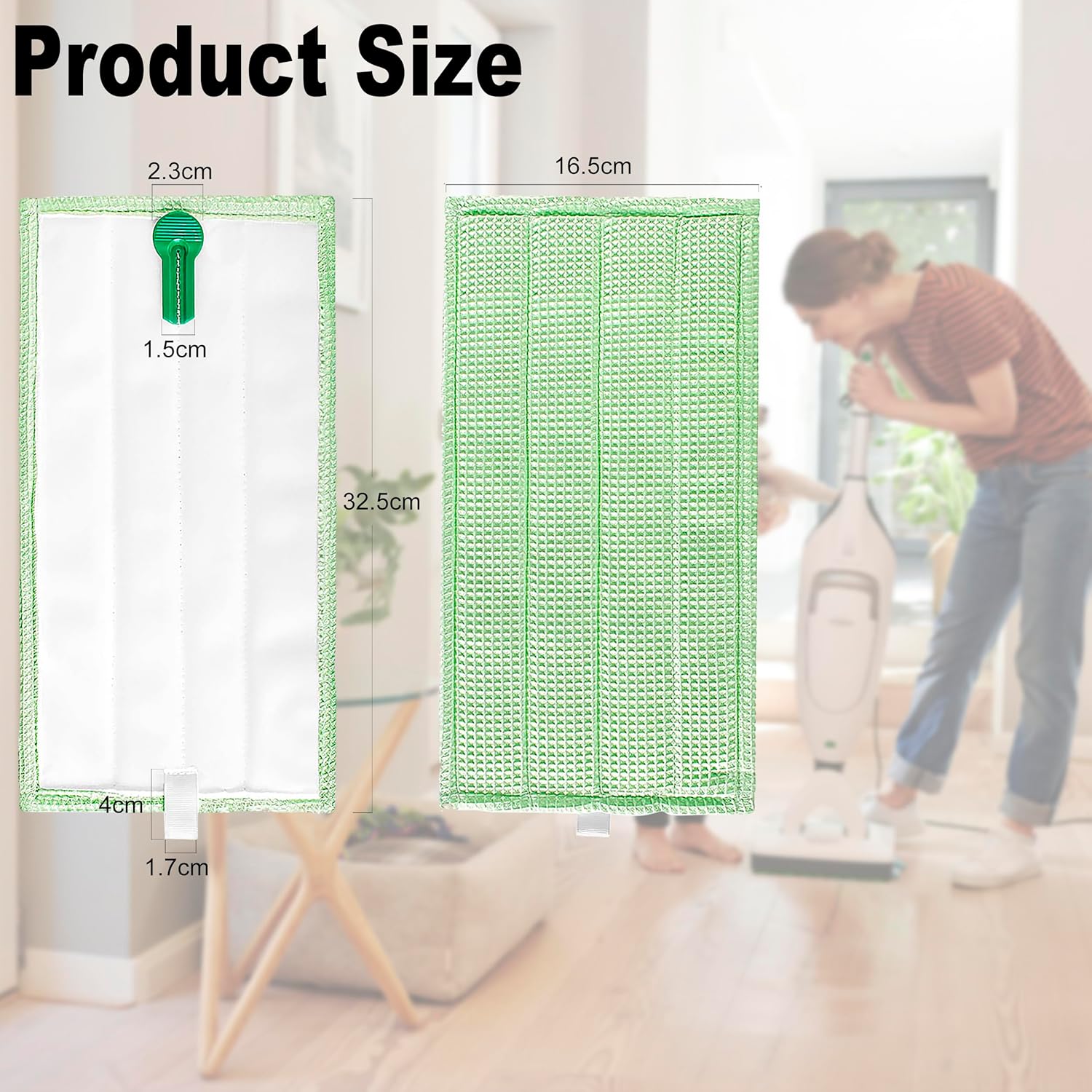 Panni Pulilava per Folletto SP600 SP600S Panno Lavapavimento in Microfibra compatibili con Folletto - Verde 6pcs