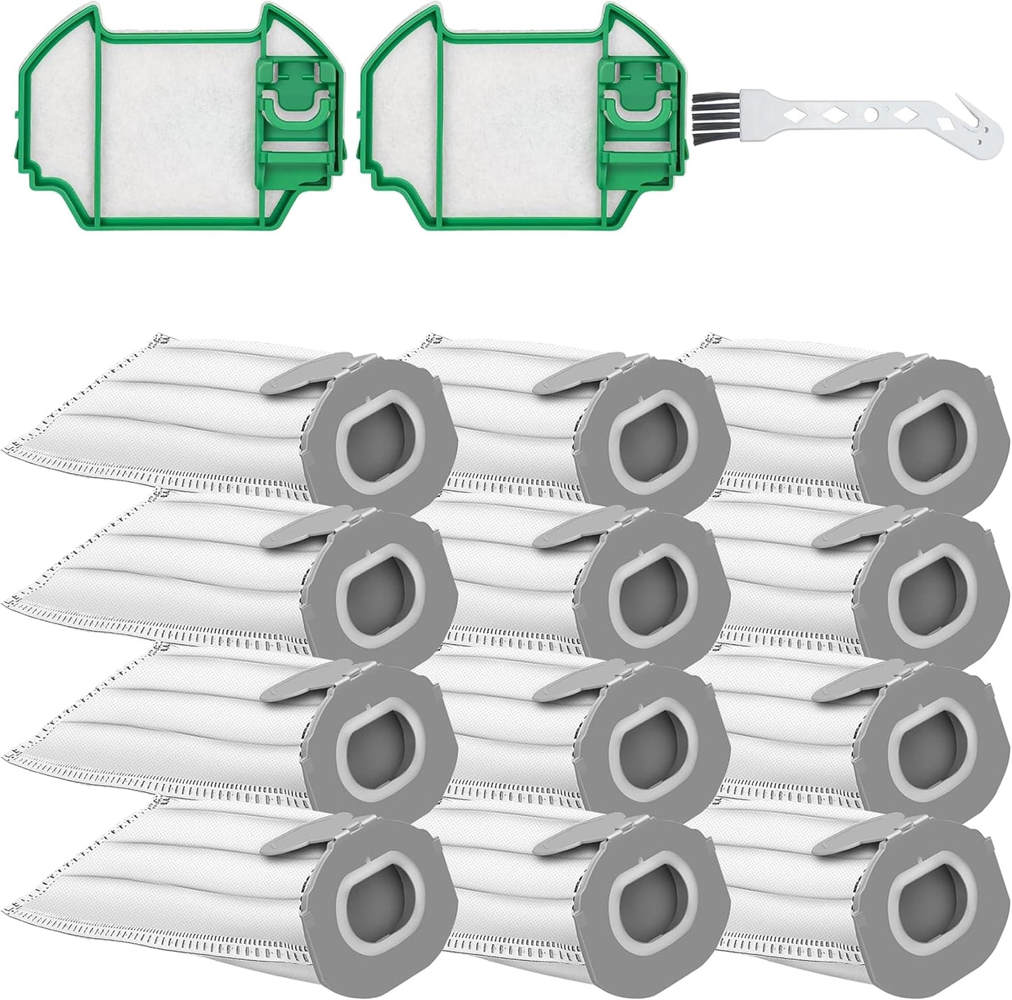Kit 12 Sacchetti in Microfibra compatibile per Folletto VK7S VK7 FP7S FP7-12 Sacchetti Aspirapolvere + 2 Filtro Motore