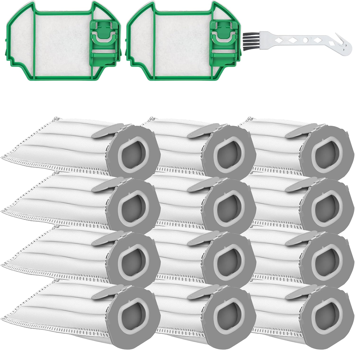 Kit 12 Sacchetti in Microfibra compatibile per Folletto VK7S VK7 FP7S FP7-12 Sacchetti Aspirapolvere + 2 Filtro Motore