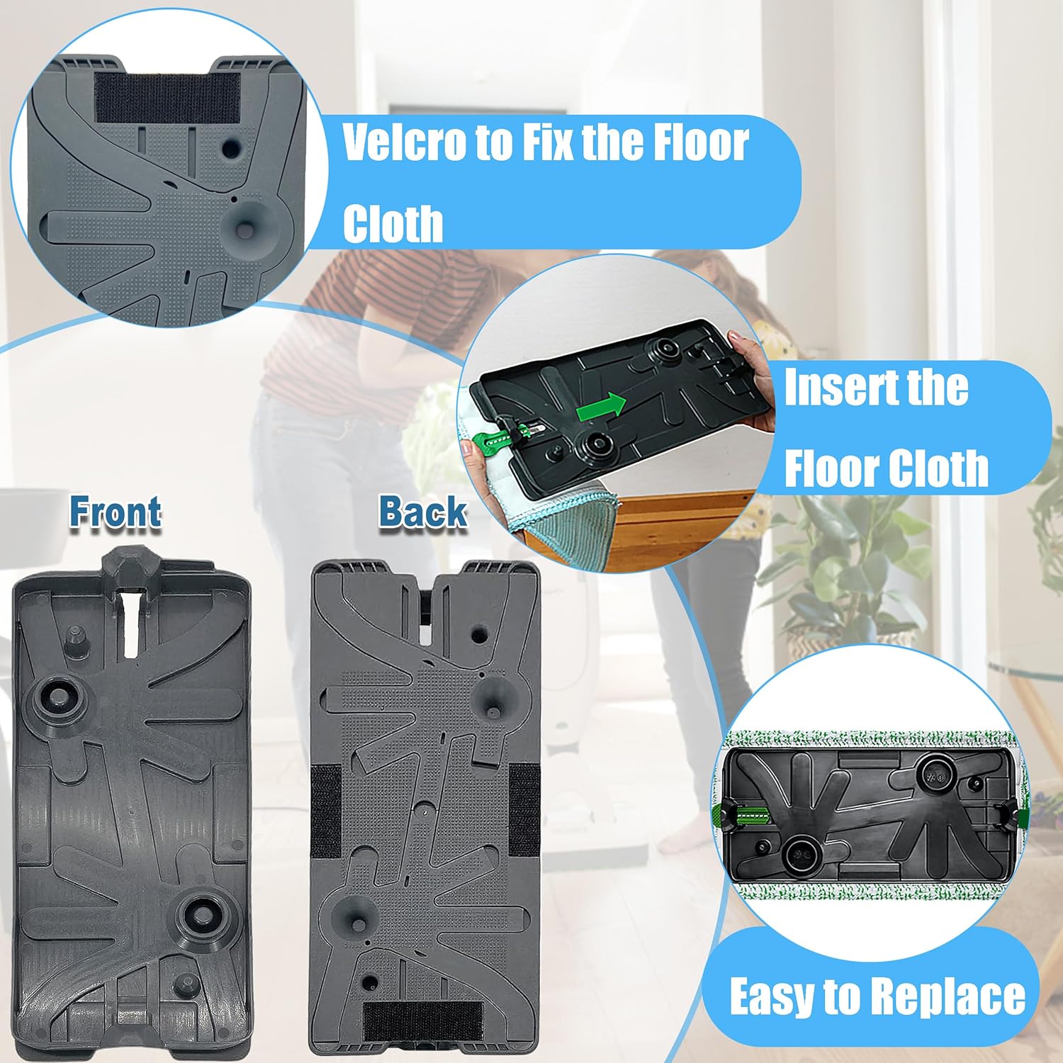 Kit Piastra Portapanni Pulilava compatibile per Folletto SP600 e SP600S – incluso 4 panni