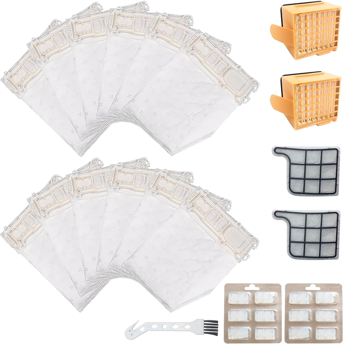 Kit 12 Sacchetti compatibile per Folletto VK135 VK136 FP 135 FP 136 | 12 Sacchetti Aspirapolvere Microfibra a 5 Strati con 2 Filtri HEPA, Filtri Motore e Spazzolino