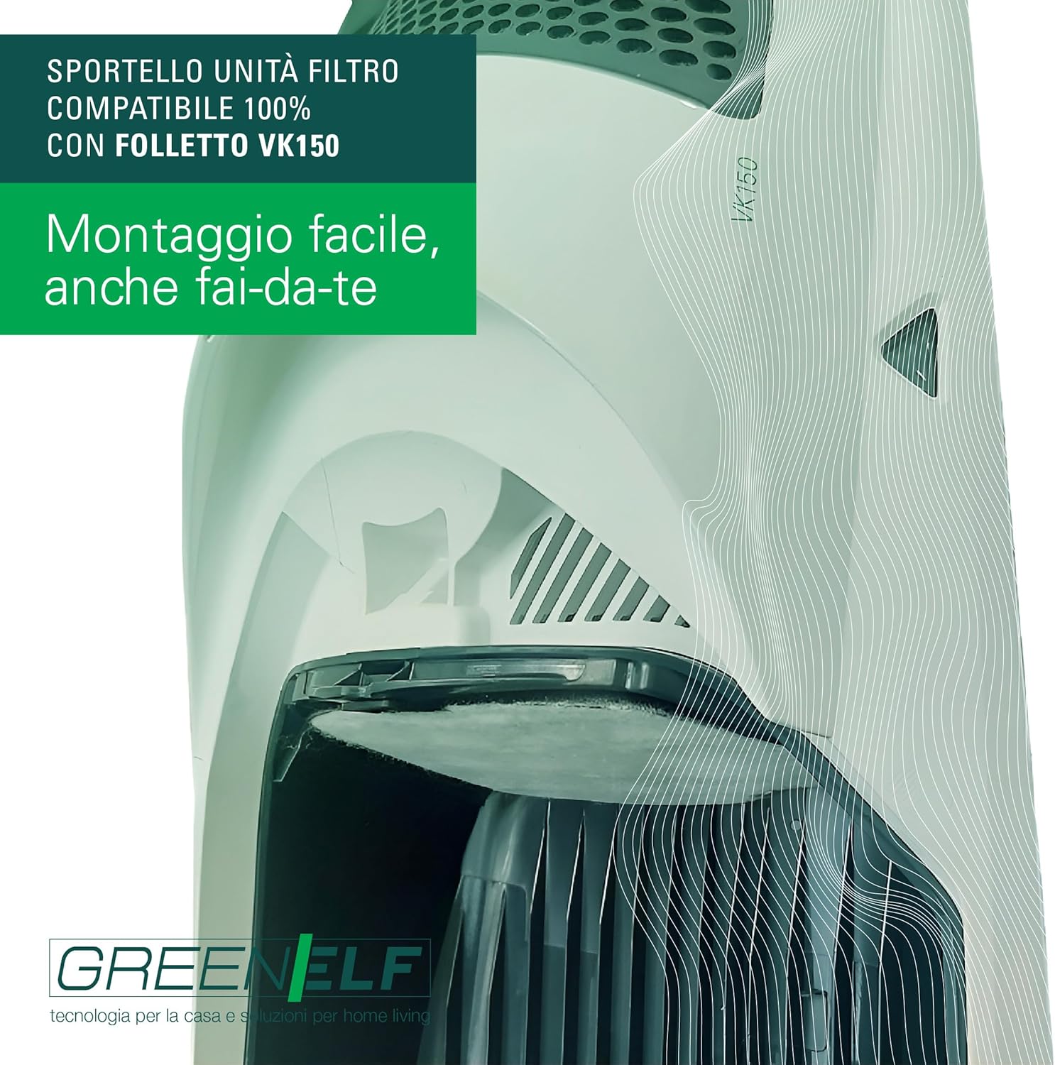 Sportello Folletto VK150 Compatibile 100%, Ricambio per Folletto VK150 Unità Filtro, Chiusura Ermetica, Riduce la Polvere nella Camera Filtro | Plastica ABS Rinforzata, Facile da Montare