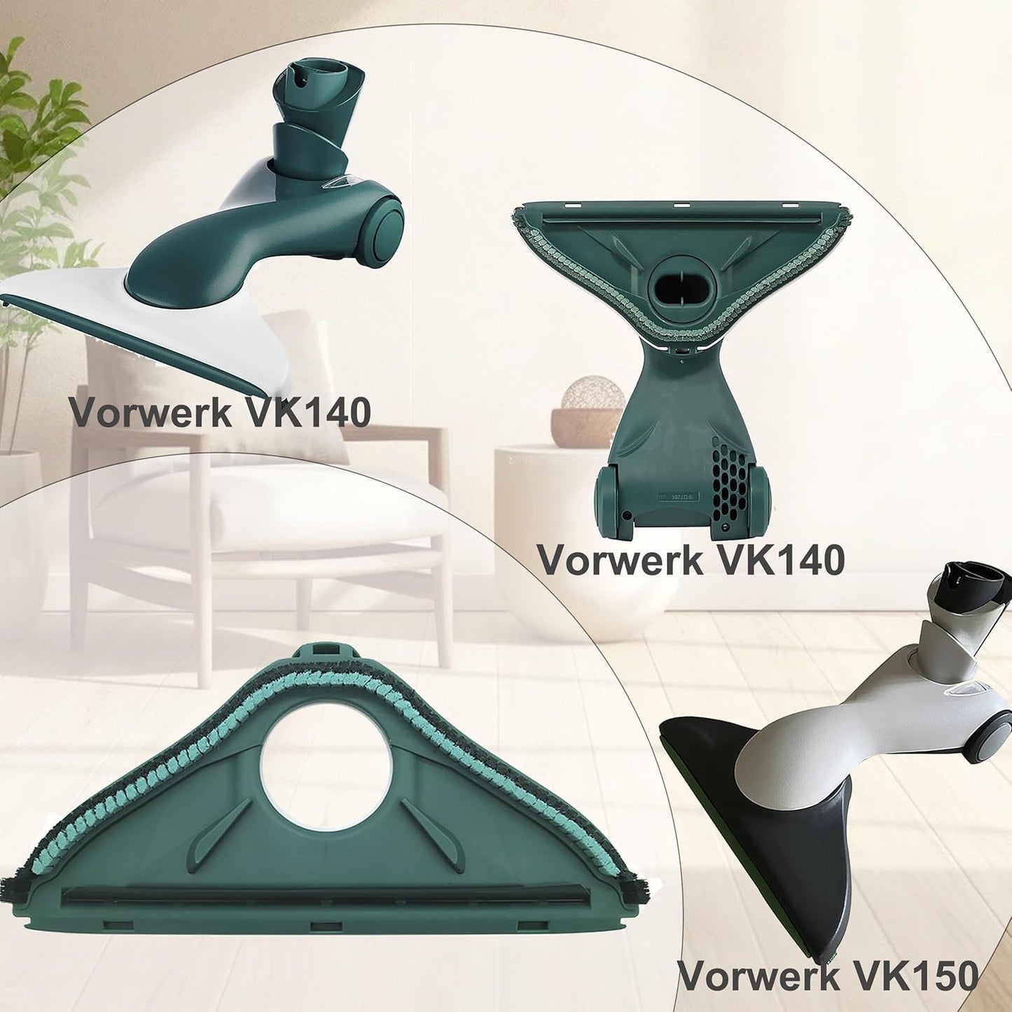 Sotto Spazzola compatibile per Folletto VK140 VK150 Setole di Ricambio per Spazzola Folletto HD 40 HD 50 – Verde