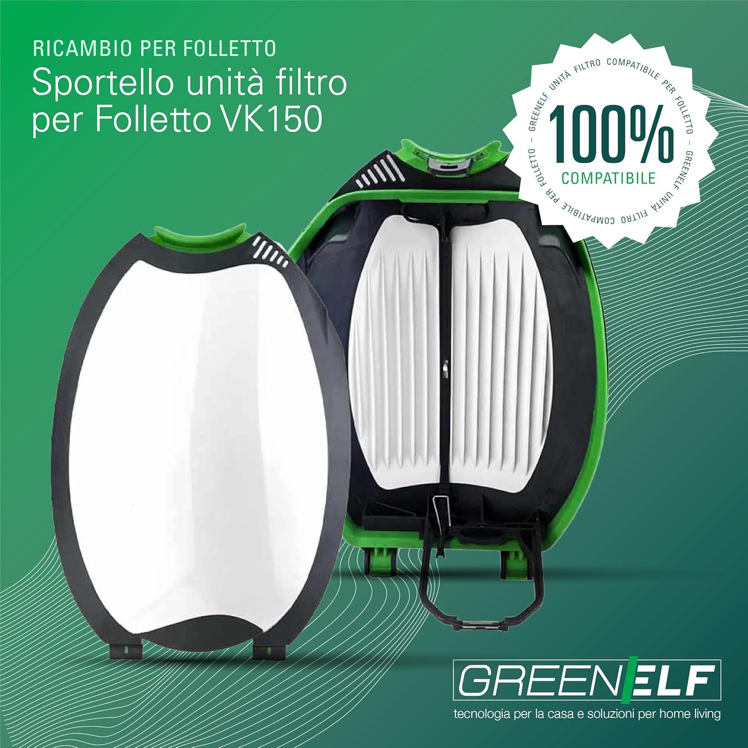 Sportello Folletto VK150 Compatibile 100%, Ricambio per Folletto VK150 Unità Filtro, Chiusura Ermetica, Riduce la Polvere nella Camera Filtro | Plastica ABS Rinforzata, Facile da Montare