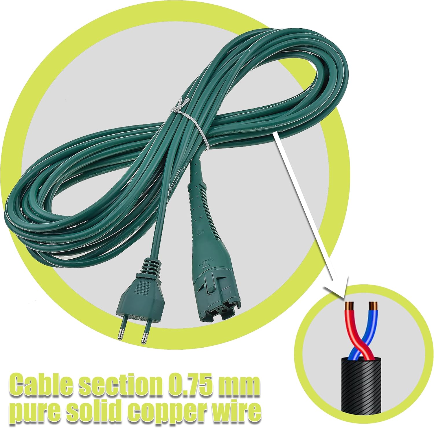 Cavo per Folletto VK130 VK131 Filo Prolunga Alimentazione Elettrico -10 Metri