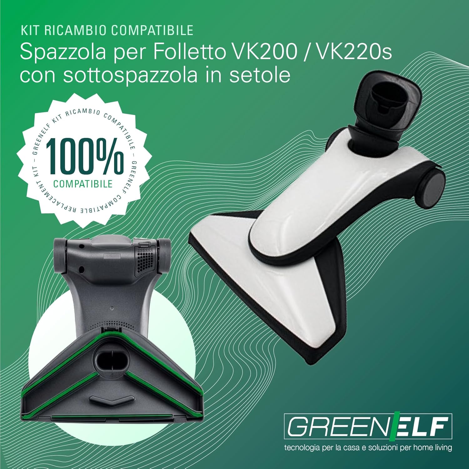 Spazzola Compatibile Per Folletto VK200 e VK220S, MODELLO 2026, con Sottospazzola | Ricambio Alta Qualità per Pulizia Efficace su Tutti i Pavimenti