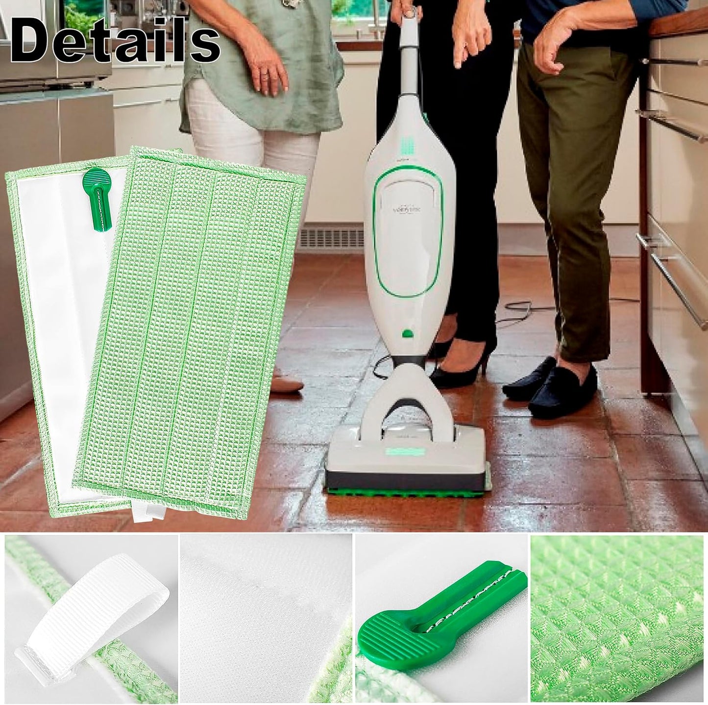 Panni Pulilava per Folletto SP600 SP600S Panno Lavapavimento in Microfibra compatibili con Folletto - Verde 6pcs